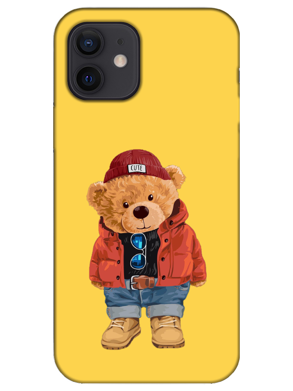 iPhone%2012%20Teddy%20Bear%20Sarı%20Telefon%20Kılıfı