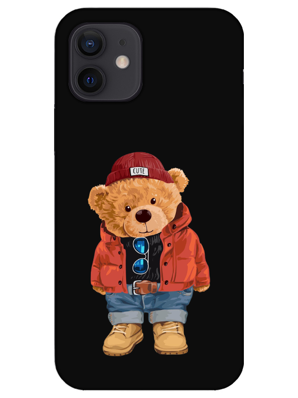 iPhone%2012%20Teddy%20Bear%20Siyah%20Telefon%20Kılıfı