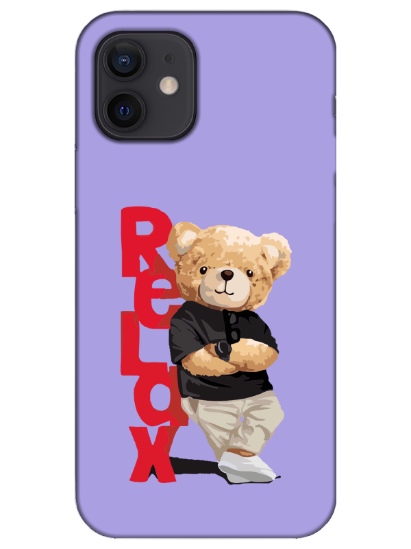 iPhone%2012%20Teddy%20Bear%20Relax%20Lila%20Telefon%20Kılıfı