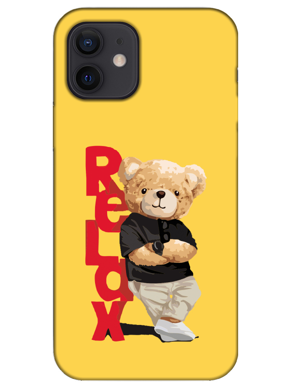 iPhone%2012%20Teddy%20Bear%20Relax%20Sarı%20Telefon%20Kılıfı