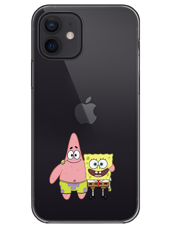 iPhone%2012%20Mini%20Sünger%20Bob%20Ve%20Patrickstar%20Şeffaf%20Telefon%20Kılıfı