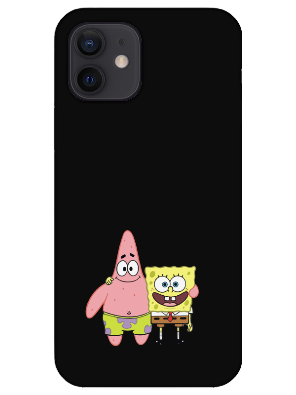 iPhone%2012%20Mini%20Sünger%20Bob%20Ve%20Patrickstar%20Siyah%20Telefon%20Kılıfı