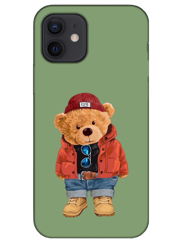 iPhone%2012%20Mini%20Teddy%20Bear%20Yeşil%20Telefon%20Kılıfı