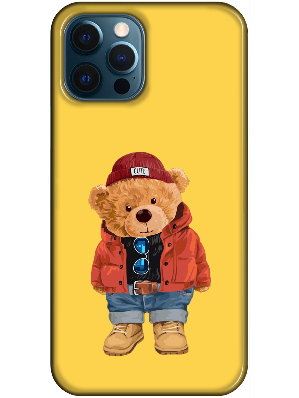 iPhone%2012%20Pro%20Teddy%20Bear%20Sarı%20Telefon%20Kılıfı