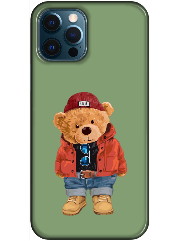 iPhone%2012%20Pro%20Teddy%20Bear%20Yeşil%20Telefon%20Kılıfı