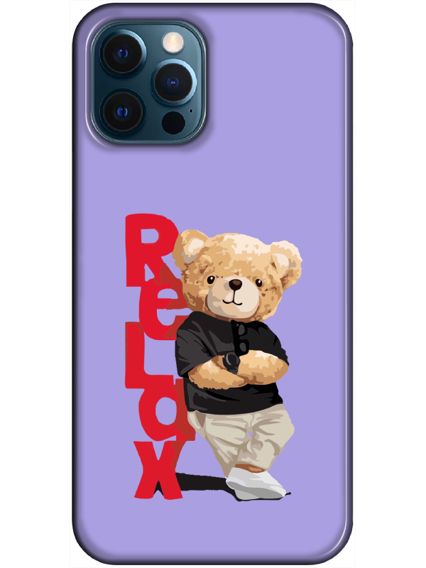 iPhone%2012%20Pro%20Teddy%20Bear%20Relax%20Lila%20Telefon%20Kılıfı