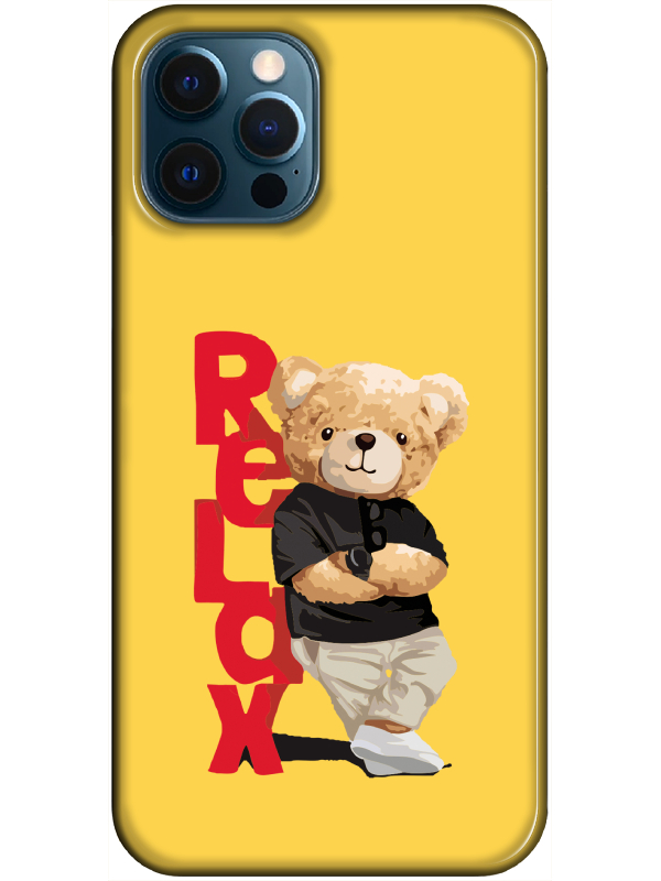 iPhone%2012%20Pro%20Teddy%20Bear%20Relax%20Sarı%20Telefon%20Kılıfı