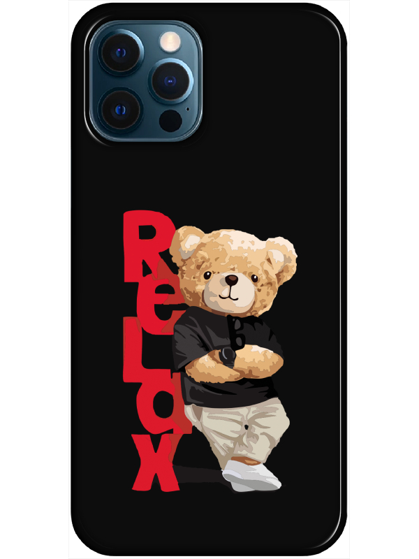 iPhone%2012%20Pro%20Teddy%20Bear%20Relax%20Siyah%20Telefon%20Kılıfı