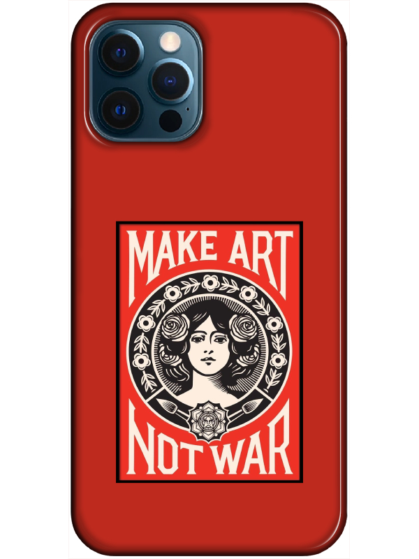 iPhone%2012%20Pro%20Make%20Art%20Not%20War%20Kırmızı%20Telefon%20Kılıfı