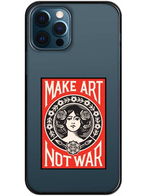 iPhone%2012%20Pro%20Make%20Art%20Not%20War%20Şeffaf%20Telefon%20Kılıfı