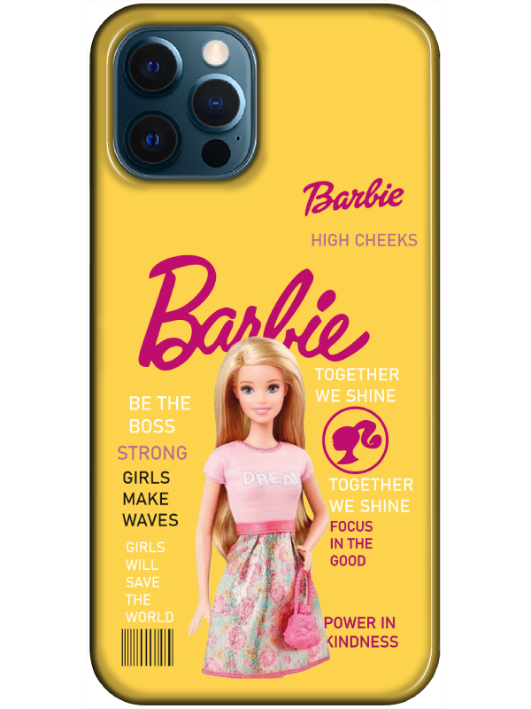 iPhone%2012%20Pro%20Max%20Barbie%20Sarı%20Telefon%20Kılıfı