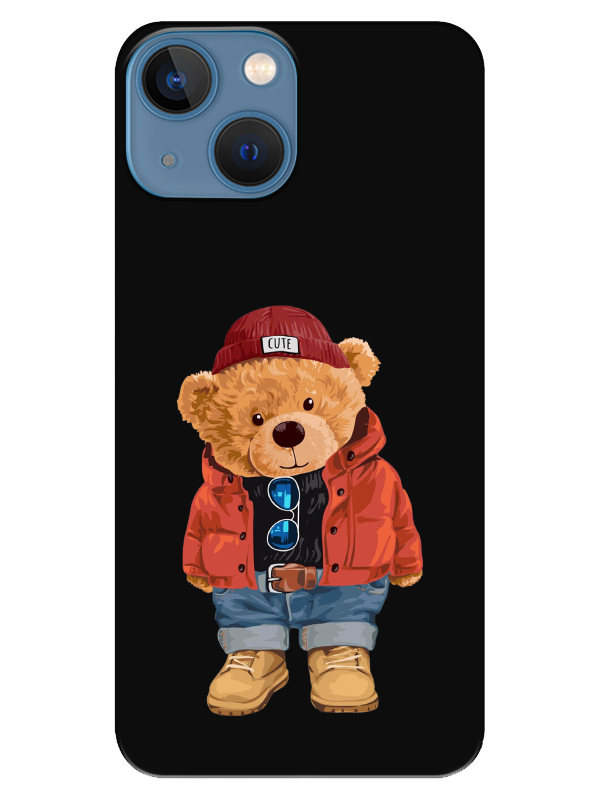 iPhone%2013%20Teddy%20Bear%20Siyah%20Telefon%20Kılıfı