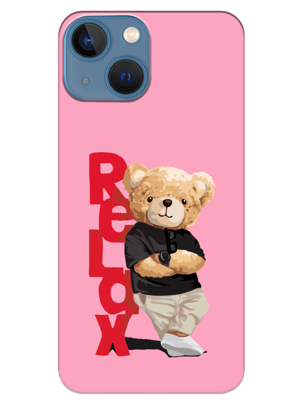 iPhone%2013%20Teddy%20Bear%20Relax%20Pembe%20Telefon%20Kılıfı