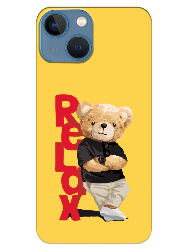 iPhone%2013%20Teddy%20Bear%20Relax%20Sarı%20Telefon%20Kılıfı