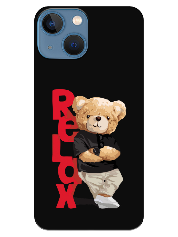 iPhone%2013%20Teddy%20Bear%20Relax%20Siyah%20Telefon%20Kılıfı