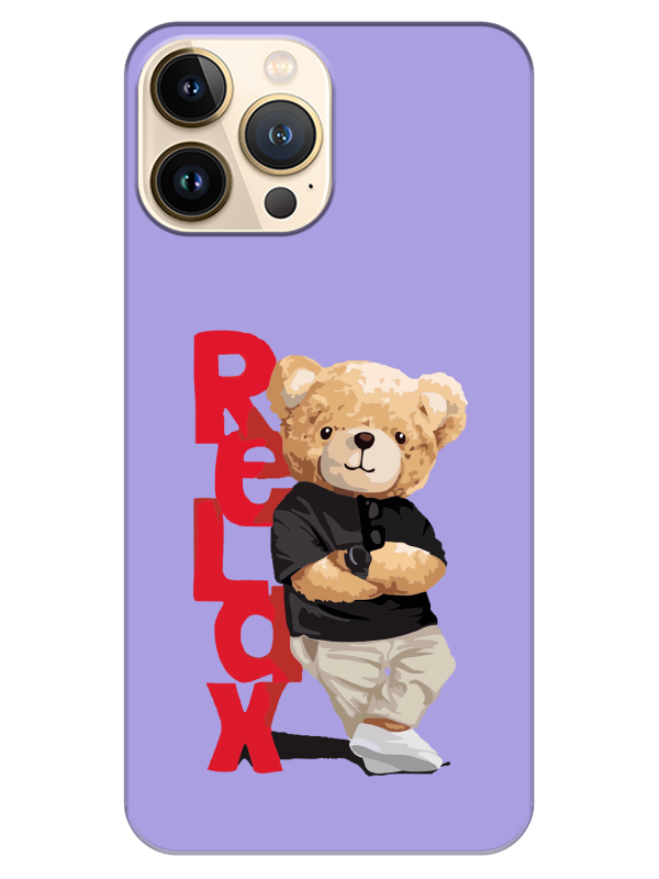 iPhone%2013%20Pro%20Teddy%20Bear%20Relax%20Lila%20Telefon%20Kılıfı