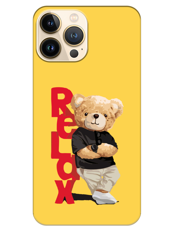 iPhone%2013%20Pro%20Teddy%20Bear%20Relax%20Sarı%20Telefon%20Kılıfı