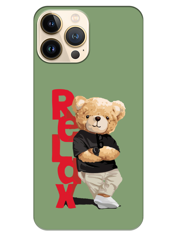 iPhone%2013%20Pro%20Teddy%20Bear%20Relax%20Yeşil%20Telefon%20Kılıfı