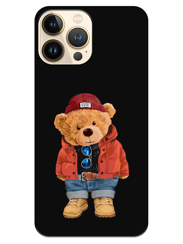 iPhone%2013%20Pro%20Max%20Teddy%20Bear%20Siyah%20Telefon%20Kılıfı