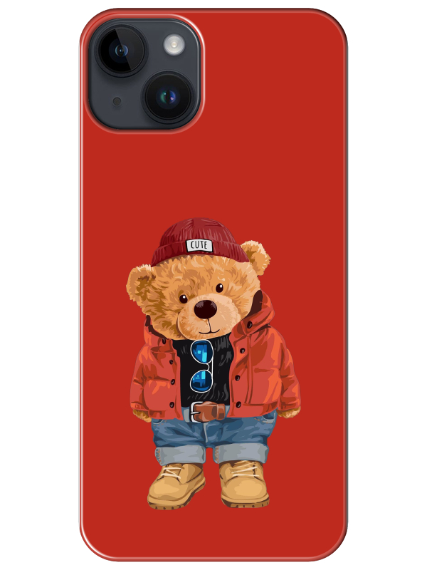 iPhone%2014%20Teddy%20Bear%20Kırmızı%20Telefon%20Kılıfı