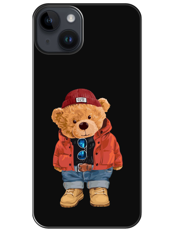 iPhone%2014%20Teddy%20Bear%20Siyah%20Telefon%20Kılıfı