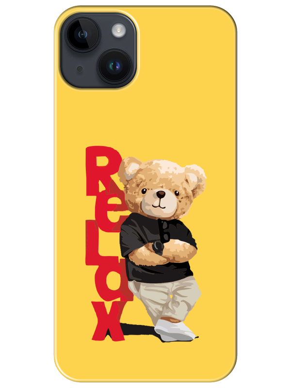 iPhone%2014%20Teddy%20Bear%20Relax%20Sarı%20Telefon%20Kılıfı