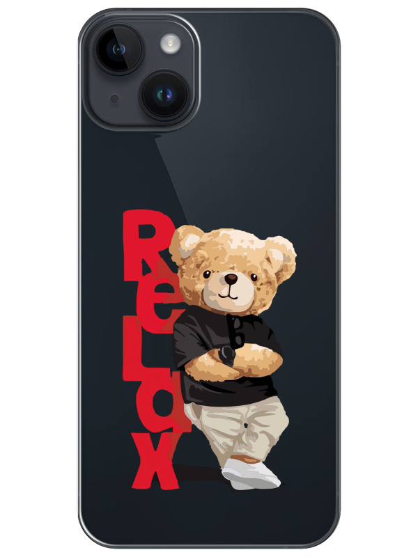 iPhone%2014%20Teddy%20Bear%20Relax%20Şeffaf%20Telefon%20Kılıfı