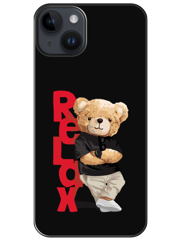 iPhone%2014%20Teddy%20Bear%20Relax%20Siyah%20Telefon%20Kılıfı