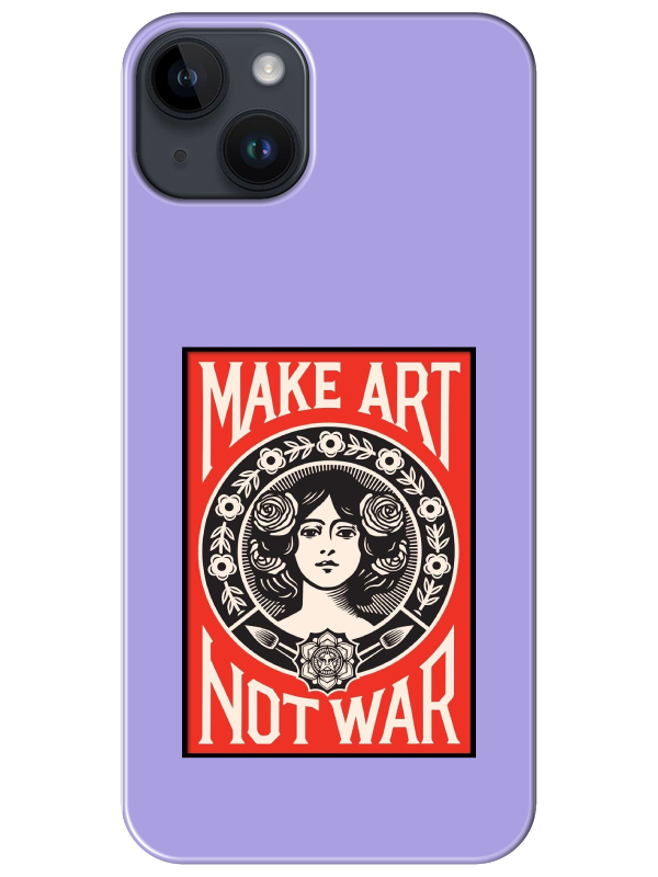 iPhone%2014%20Make%20Art%20Not%20War%20Lila%20Telefon%20Kılıfı