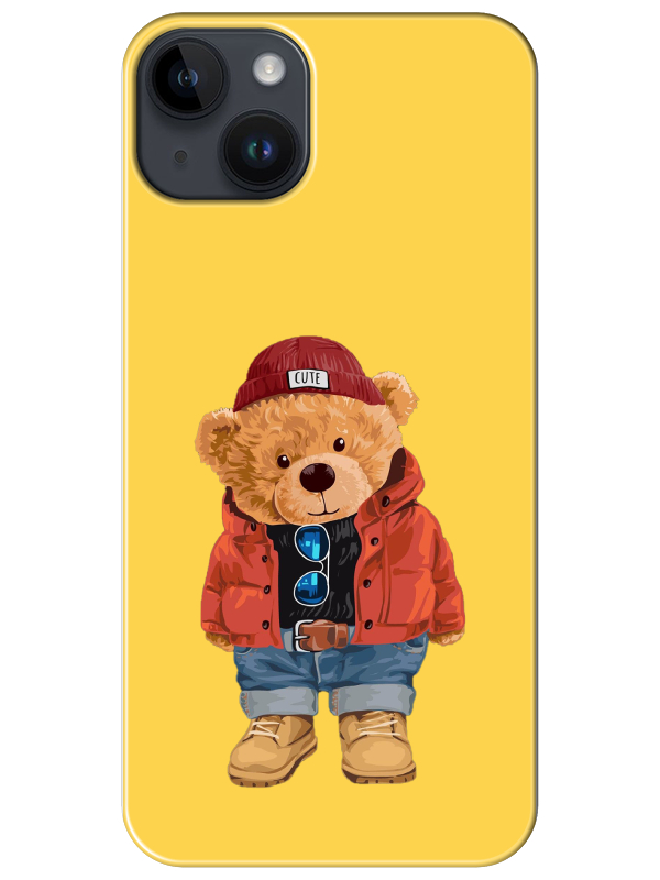 iPhone%2014%20Plus%20Teddy%20Bear%20Sarı%20Telefon%20Kılıfı