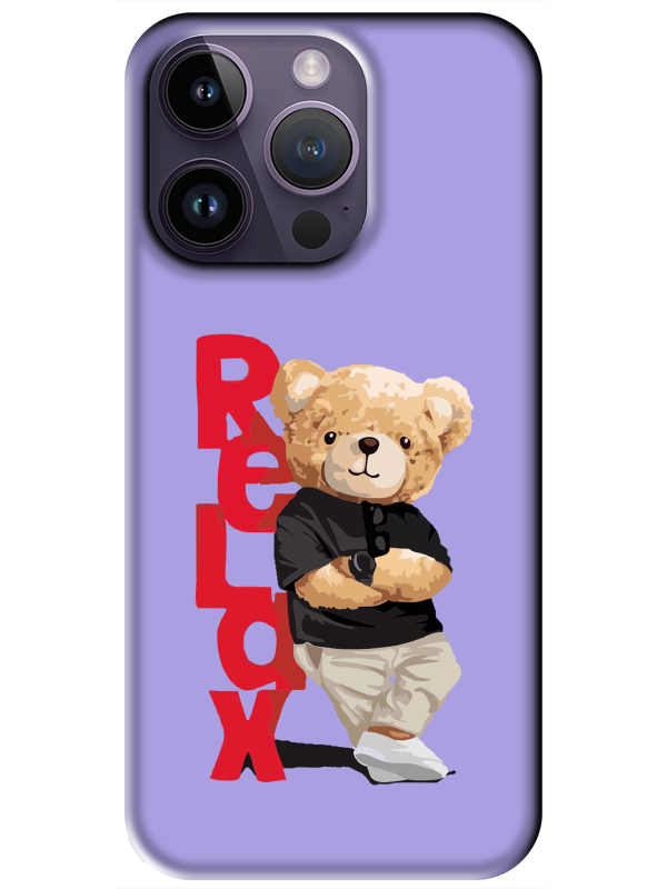 iPhone%2014%20Pro%20Teddy%20Bear%20Relax%20Lila%20Telefon%20Kılıfı