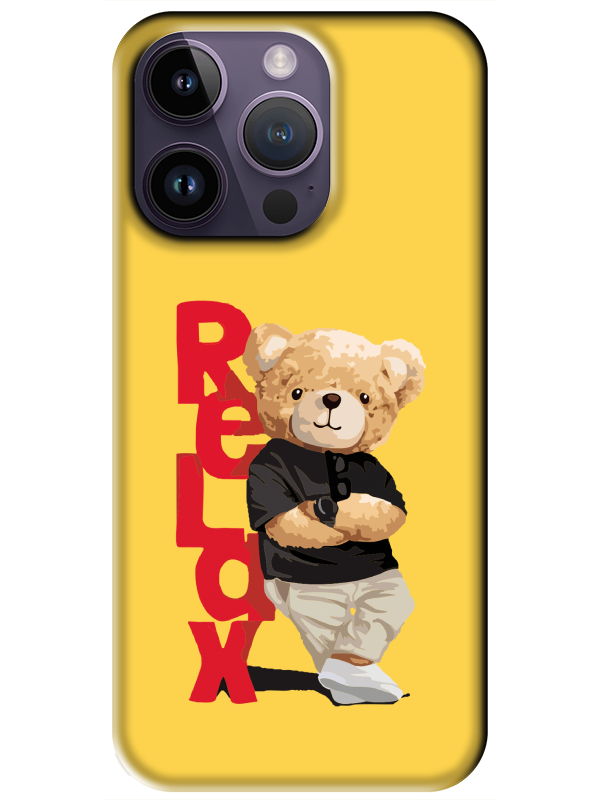 iPhone%2014%20Pro%20Teddy%20Bear%20Relax%20Sarı%20Telefon%20Kılıfı