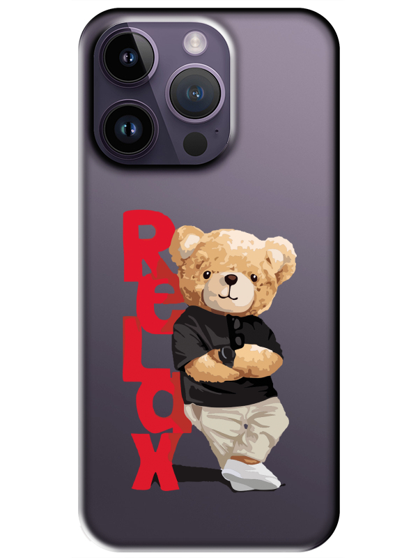 iPhone%2014%20Pro%20Teddy%20Bear%20Relax%20Şeffaf%20Telefon%20Kılıfı