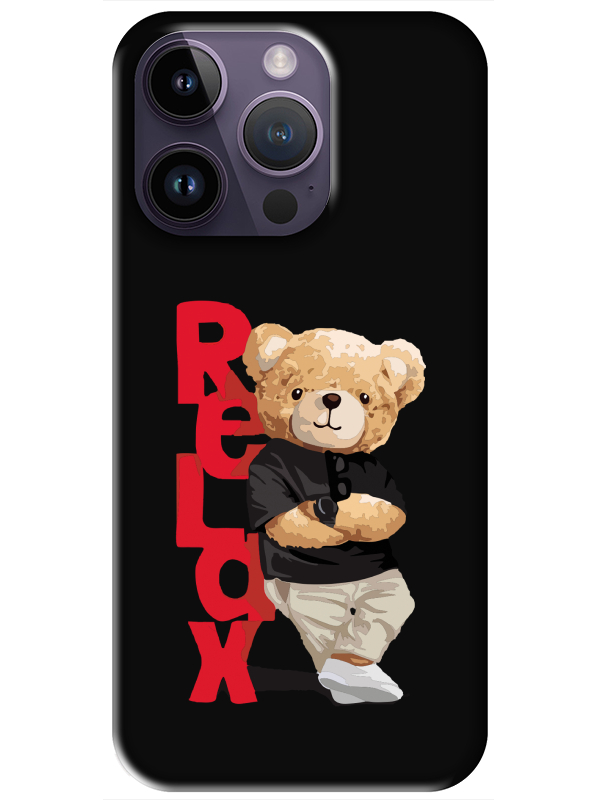 iPhone%2014%20Pro%20Teddy%20Bear%20Relax%20Siyah%20Telefon%20Kılıfı