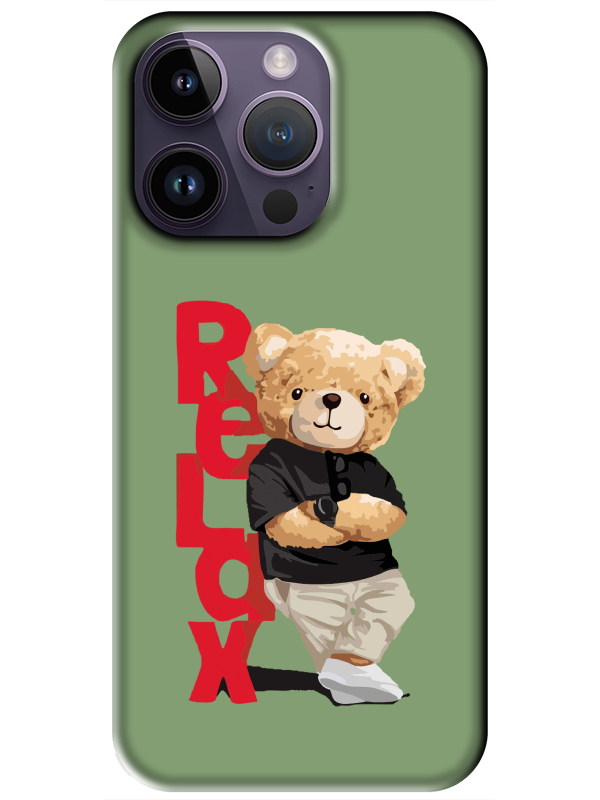 iPhone%2014%20Pro%20Teddy%20Bear%20Relax%20Yeşil%20Telefon%20Kılıfı