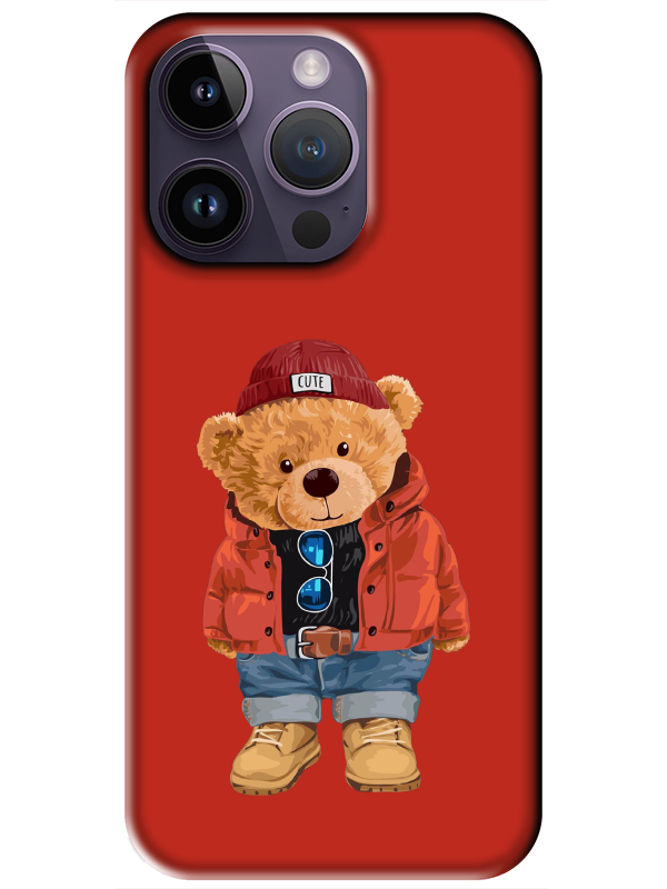 iPhone%2014%20Pro%20Max%20Teddy%20Bear%20Kırmızı%20Telefon%20Kılıfı