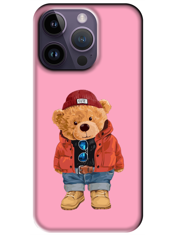 iPhone%2014%20Pro%20Max%20Teddy%20Bear%20Pembe%20Telefon%20Kılıfı