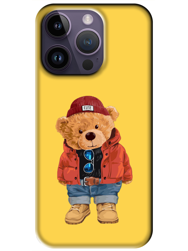 iPhone%2014%20Pro%20Max%20Teddy%20Bear%20Sarı%20Telefon%20Kılıfı