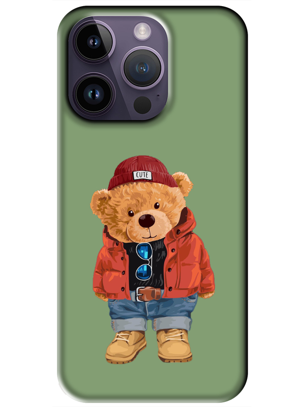 iPhone%2014%20Pro%20Max%20Teddy%20Bear%20Yeşil%20Telefon%20Kılıfı