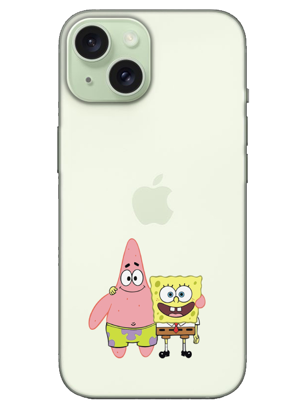 iPhone%2015%20Sünger%20Bob%20Ve%20Patrickstar%20Şeffaf%20Telefon%20Kılıfı