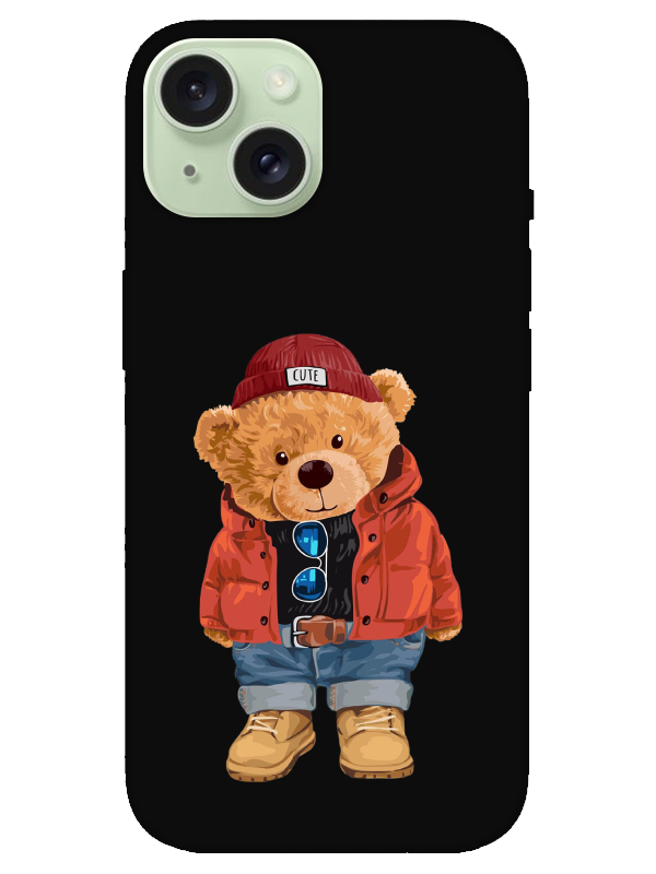 iPhone%2015%20Plus%20Teddy%20Bear%20Siyah%20Telefon%20Kılıfı