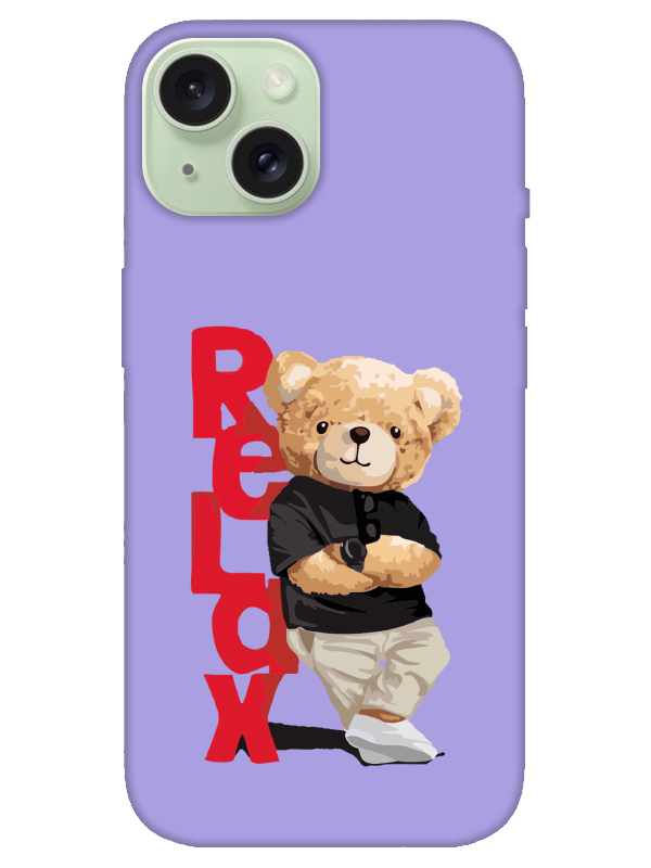 iPhone%2015%20Plus%20Teddy%20Bear%20Relax%20Lila%20Telefon%20Kılıfı