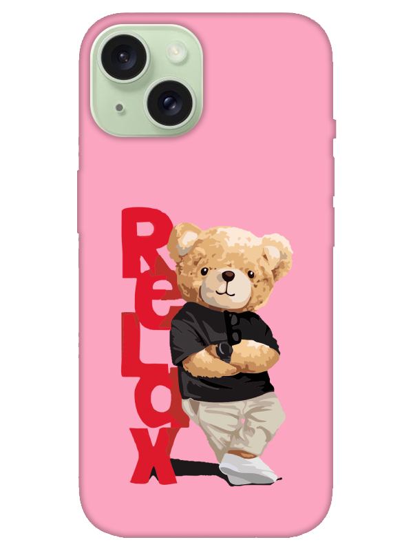 iPhone%2015%20Plus%20Teddy%20Bear%20Relax%20Pembe%20Telefon%20Kılıfı