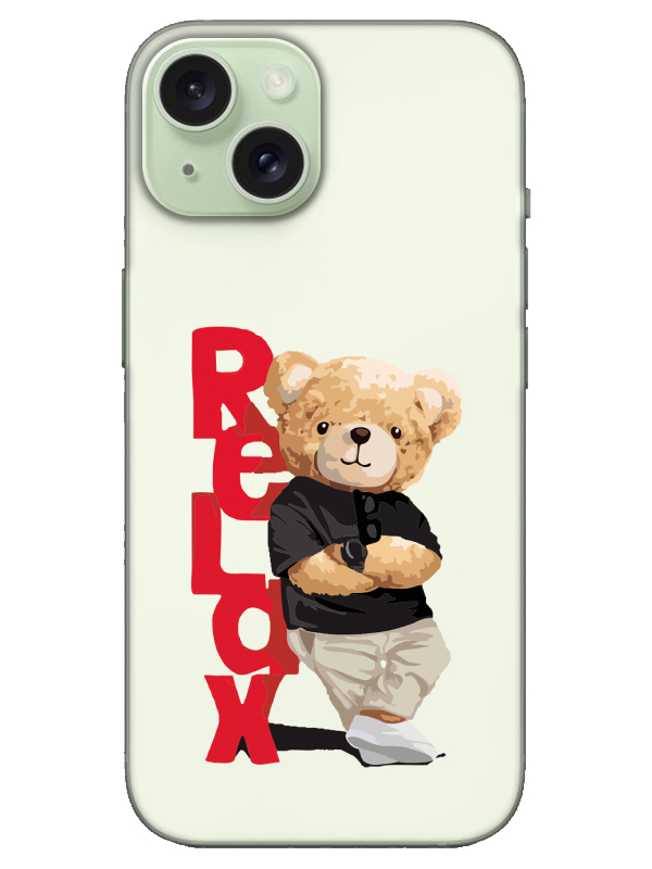 iPhone%2015%20Teddy%20Bear%20Relax%20Şeffaf%20Telefon%20Kılıfı