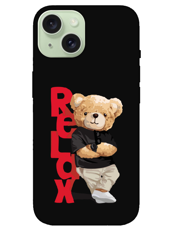 iPhone%2015%20Plus%20Teddy%20Bear%20Relax%20Siyah%20Telefon%20Kılıfı