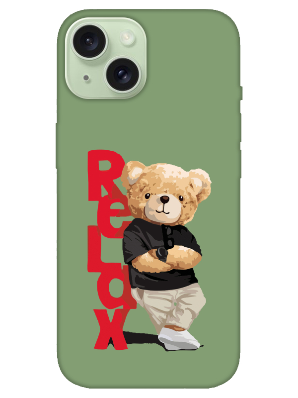 iPhone%2015%20Plus%20Teddy%20Bear%20Relax%20Yeşil%20Telefon%20Kılıfı