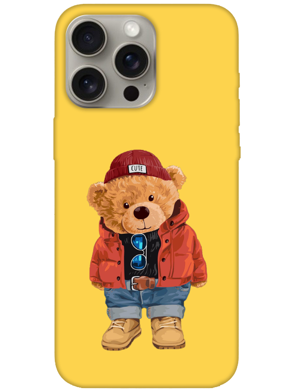 iPhone%2015%20Pro%20Max%20Teddy%20Bear%20Sarı%20Telefon%20Kılıfı