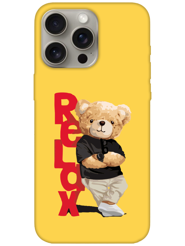 iPhone%2015%20Pro%20Teddy%20Bear%20Relax%20Sarı%20Telefon%20Kılıfı