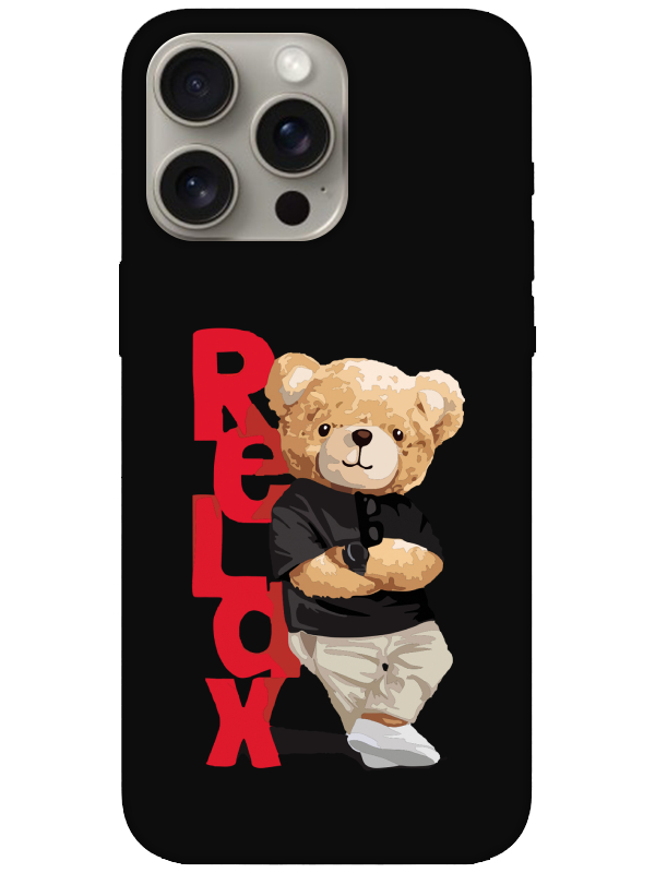 iPhone%2015%20Pro%20Teddy%20Bear%20Relax%20Siyah%20Telefon%20Kılıfı