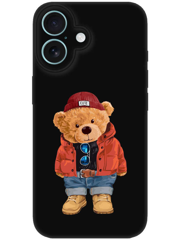 iPhone%2016%20Plus%20Teddy%20Bear%20Siyah%20Telefon%20Kılıfı